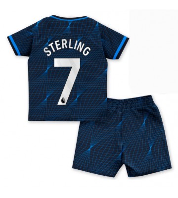Lacne Dětský Futbalové dres Chelsea Raheem Sterling #7 2023-24 Krátky Rukáv - Preč (+ trenírky)